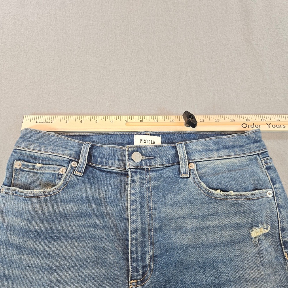 Pistola Flare Jeans Women 30 Blue High Rise Distressed Raw Hem P00016088SJ‎ - Picture 9 of 11